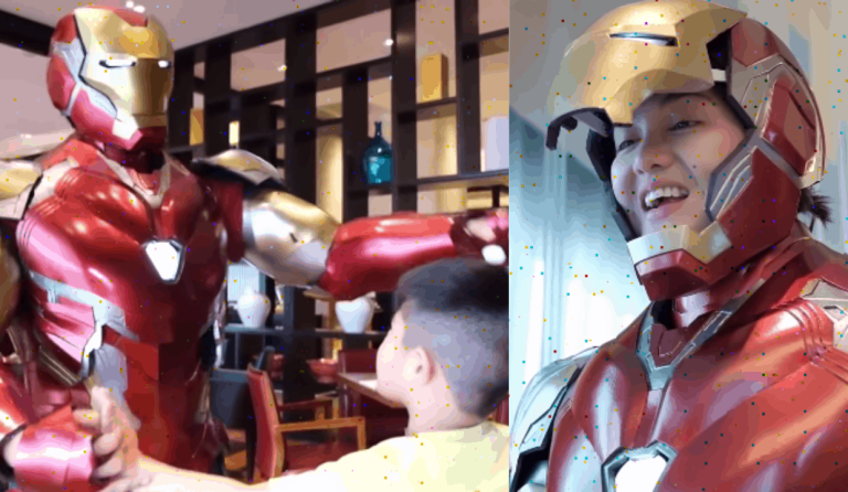 WATCH: Dimples Romana turns into Iron Man to surprise son