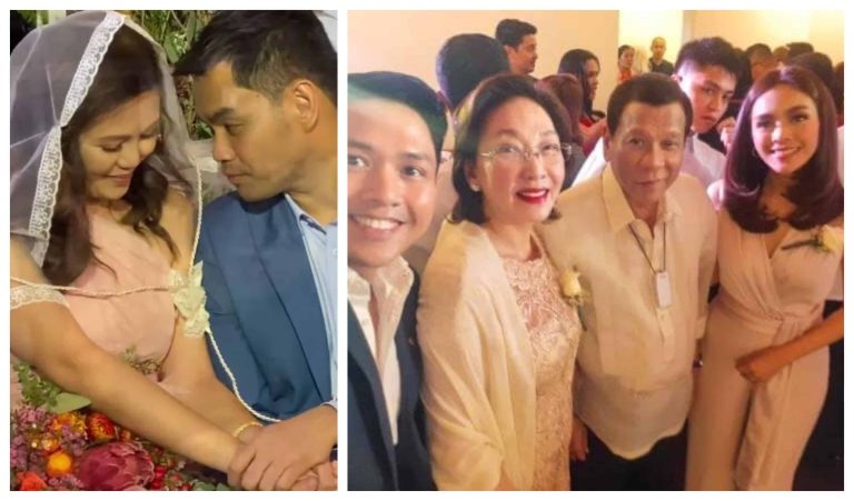 LOOK: Pres. Duterte attends wedding of Kapuso reporters Cedric Castillo and Rida Reyes