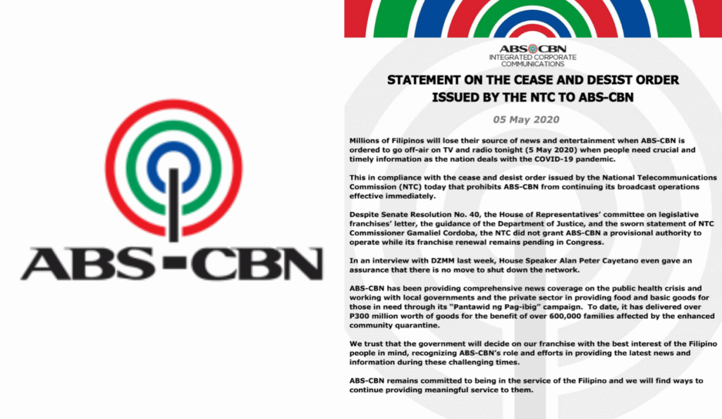 ABSCBN issues statement on NTC's cease and desist order Latest Chika