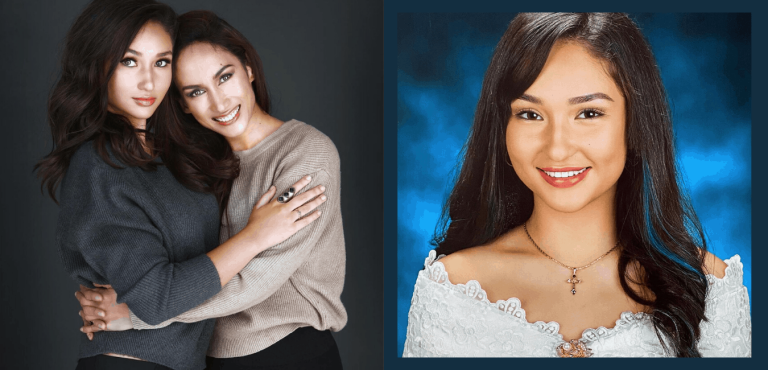 Ina Raymundo congratulates daughter Erika on high school graduation