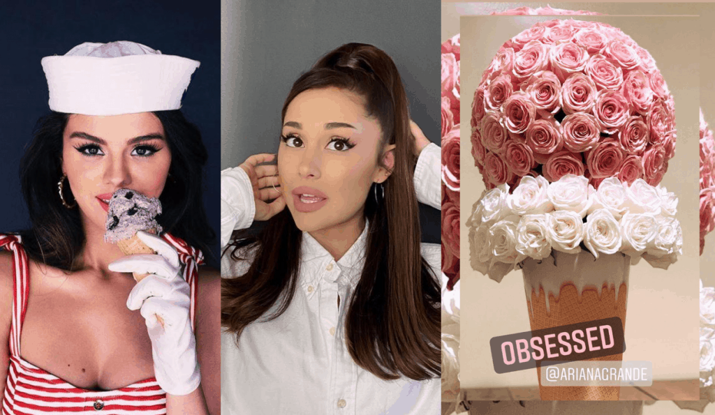 Selena Gomez receives ice cream-shaped bouquet from Ariana Grande