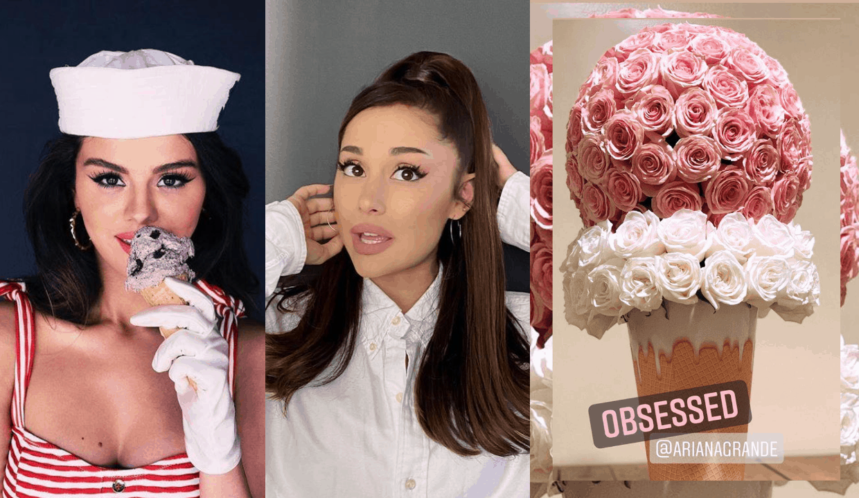 Selena Gomez Receives Ice Cream Shaped Bouquet From Ariana