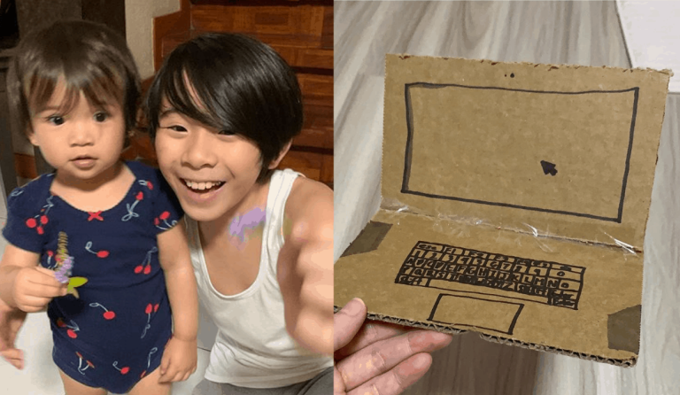 LJ Reyes’ son Aki makes improvised laptop for Baby Summer
