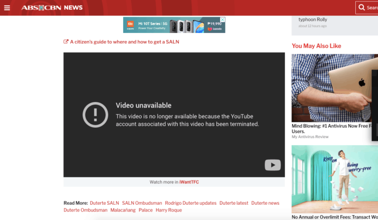ABS-CBN ‘investigating’ news channels’ termination on YouTube