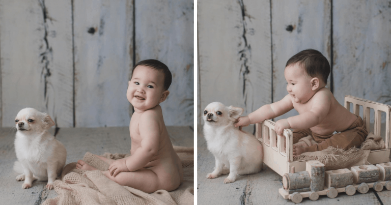 LOOK: Baby Amari joined by furbaby in super cute photoshoot
