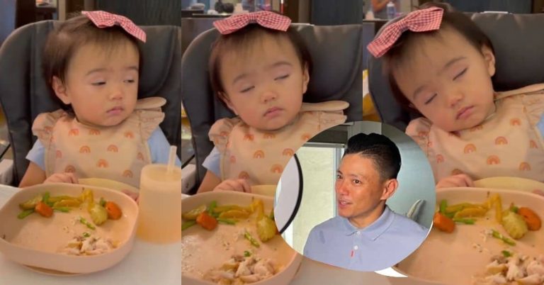 WATCH: How Drew Arellano tries to keep baby Alana awake while eating