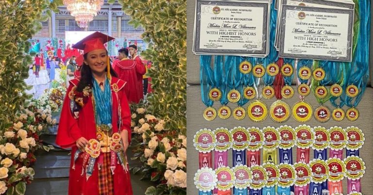Senior high school student trends after getting 60 awards at graduation
