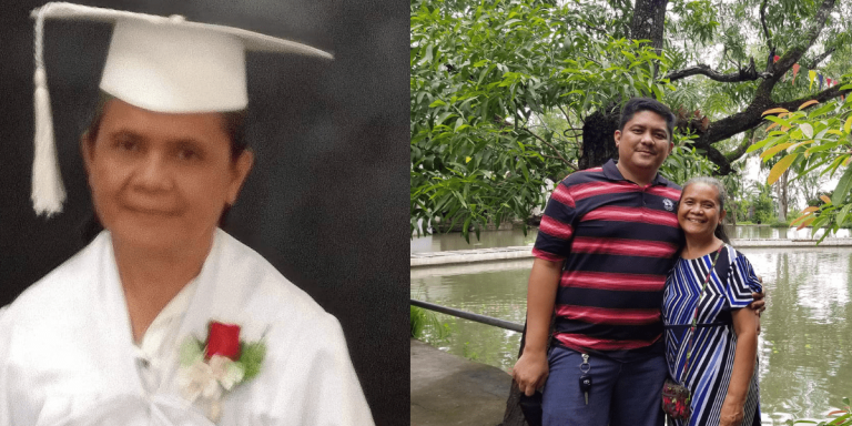 Proud son shows appreciation to 60-year-old mother after finishing basic education
