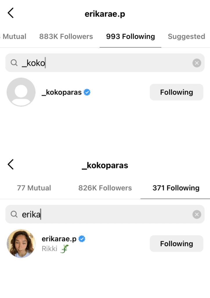 Erika Poturnak, Kobe Paras unfollow each other on Instagram