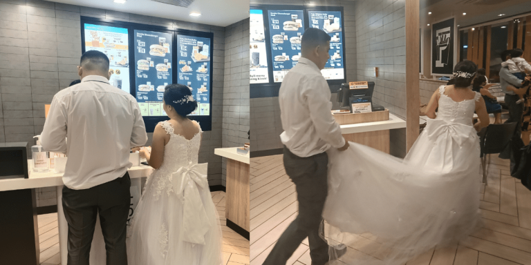 IN GOOD TIMES AND BAD TIMES: Newlywed couple holds wedding reception in a fast-food store due to flooding