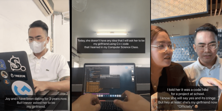 After three years of ‘no label’: Man surprises love of his life with computer code to make their relationship official