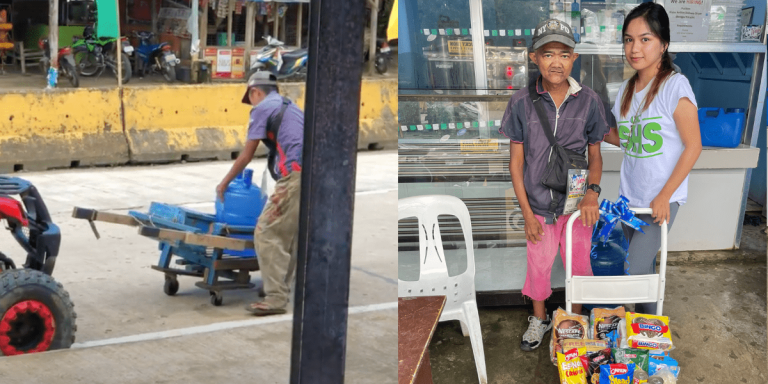 Netizens laud woman for surprising loyal costumer with trolley, grocery items