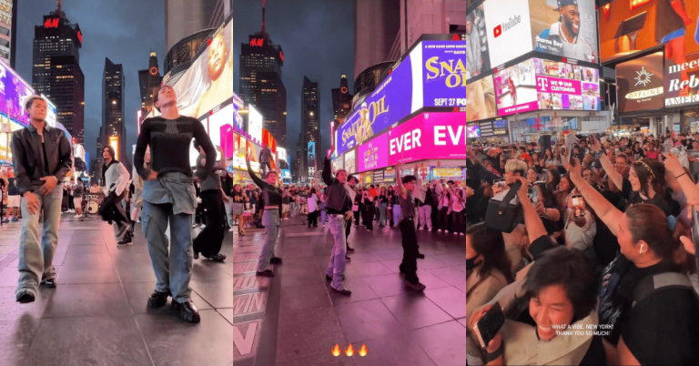 SB19 attracts fans, non-fans at New York’s Times Square while performing Gento, Bazinga, Crimzone