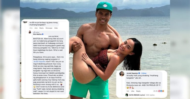 Actress Kim Molina defends ‘proud kargador’ BF Jerald Napoles against online basher
