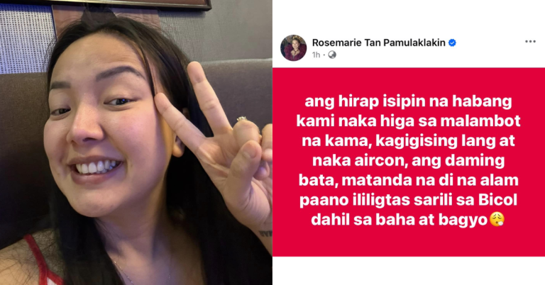 Rosmar Tan reacts to backlash over deleted post about Typhoon Kristine victims