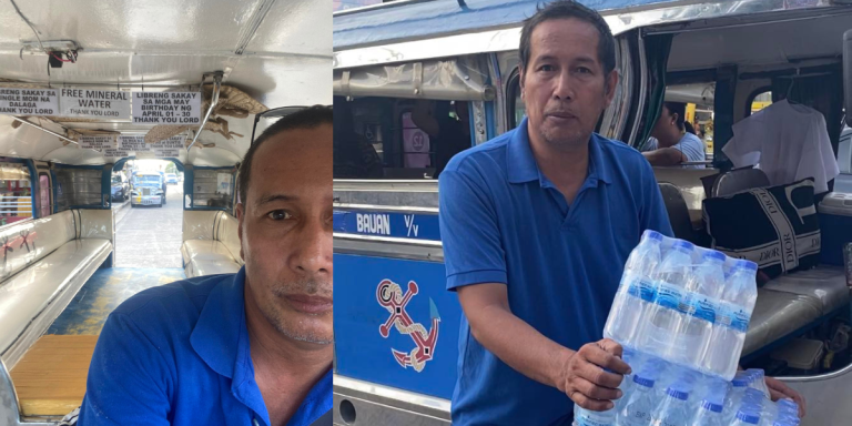 Netizens laud former seaman-turned- jeepney driver for providing free ride, water to passengers